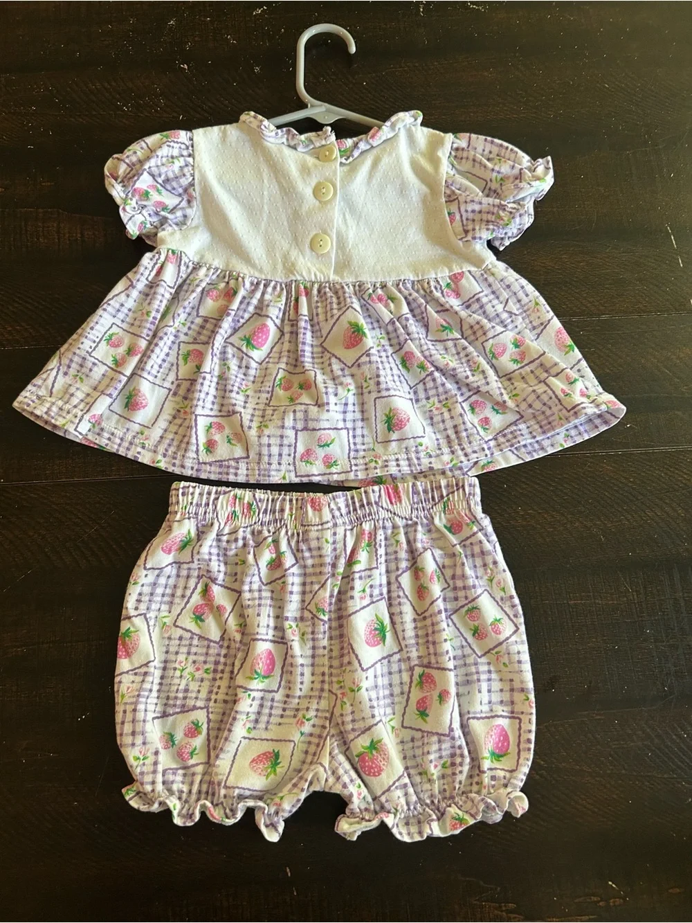 VTG 90s Small Steps Strawberry Gingham Bloomer Set